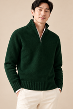 Men’s Half-Zip Knitted Jumper with Stand Collar