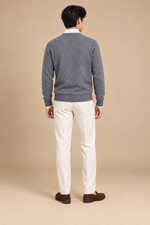 Men’s Fine Knit V-Neck Jumper with Long Sleeves