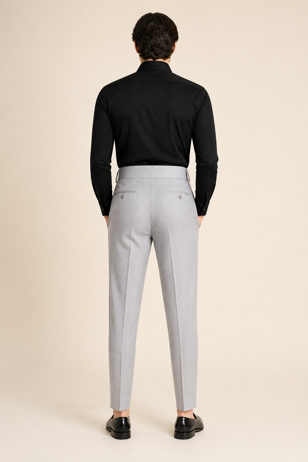 Men's Slim Fit Tailored Trousers with High Waist