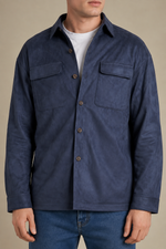 Men's Faux Suede Overshirt with Chest Pockets
