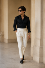Men's Slim Fit Tailored Trousers with High Waist