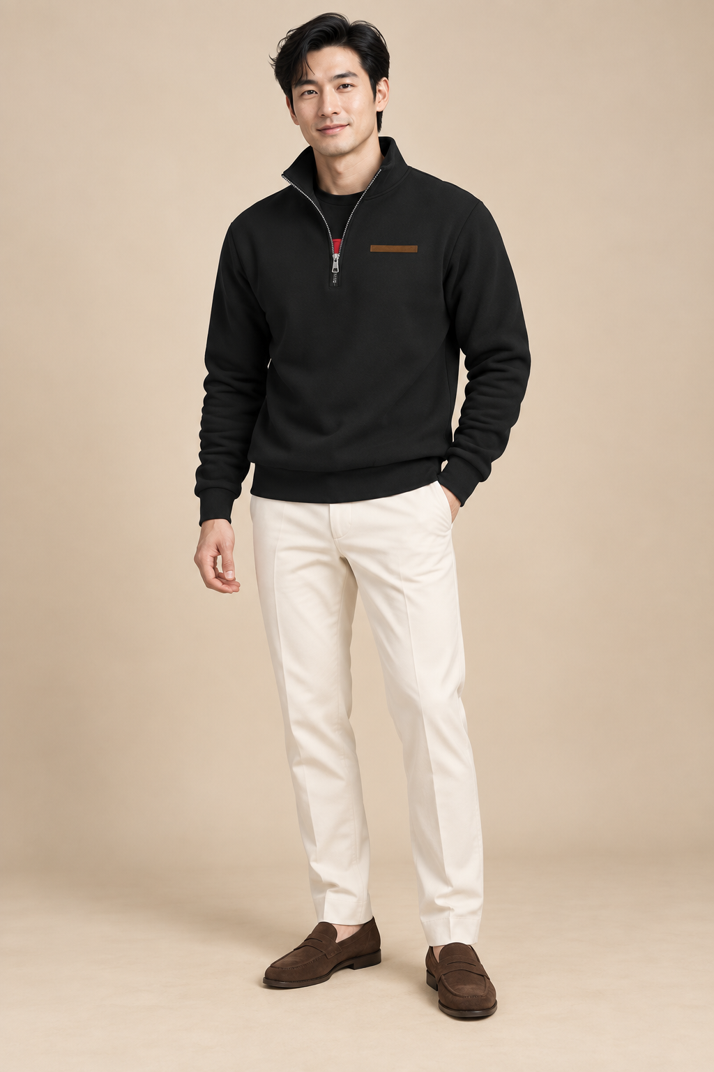 Men’s Half-Zip Sweatshirt with Stand Collar