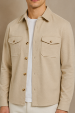 Men's Stretch Twill Overshirt with Chest Pockets