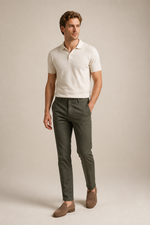 Men's Straight Leg Trousers with Mid-Rise Waist