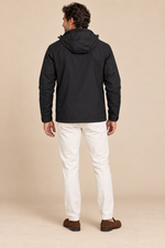 Men’s Hooded Zip-Up Rain Jacket with High Collar
