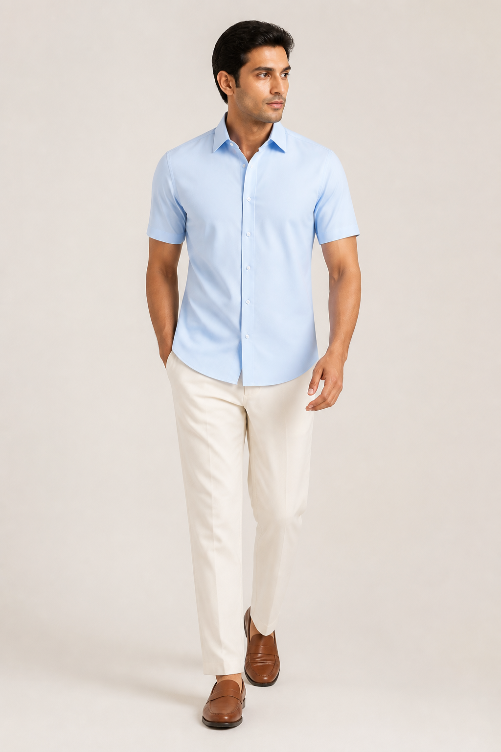 Men's Short Sleeve Button Up Shirt in Fitted Cut