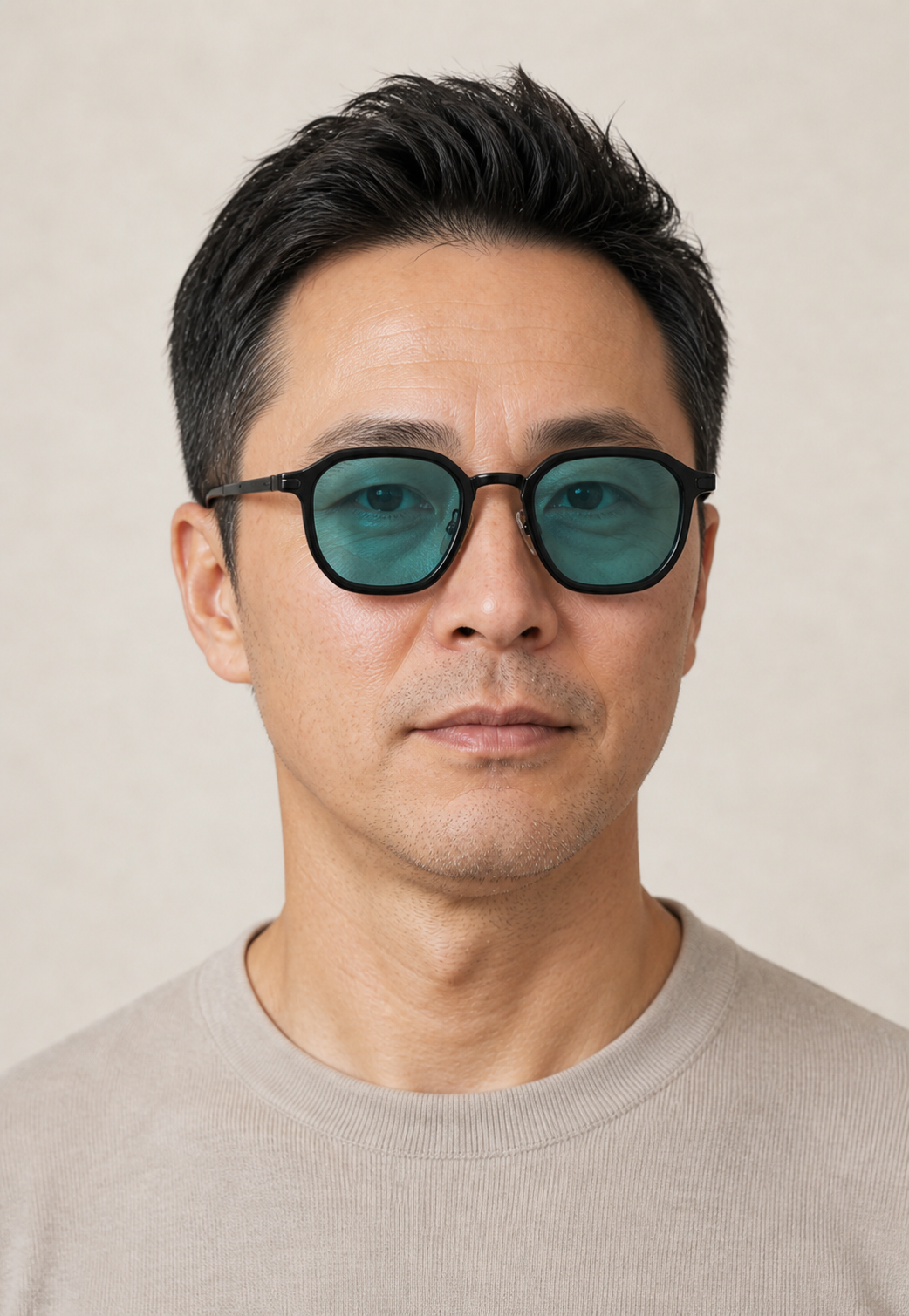 Men's Geometric Sunglasses with Angular Frame