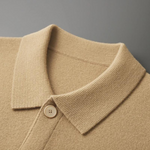 Men’s 100% Cashmere Knitted Cardigan with Turn-Down Collar
