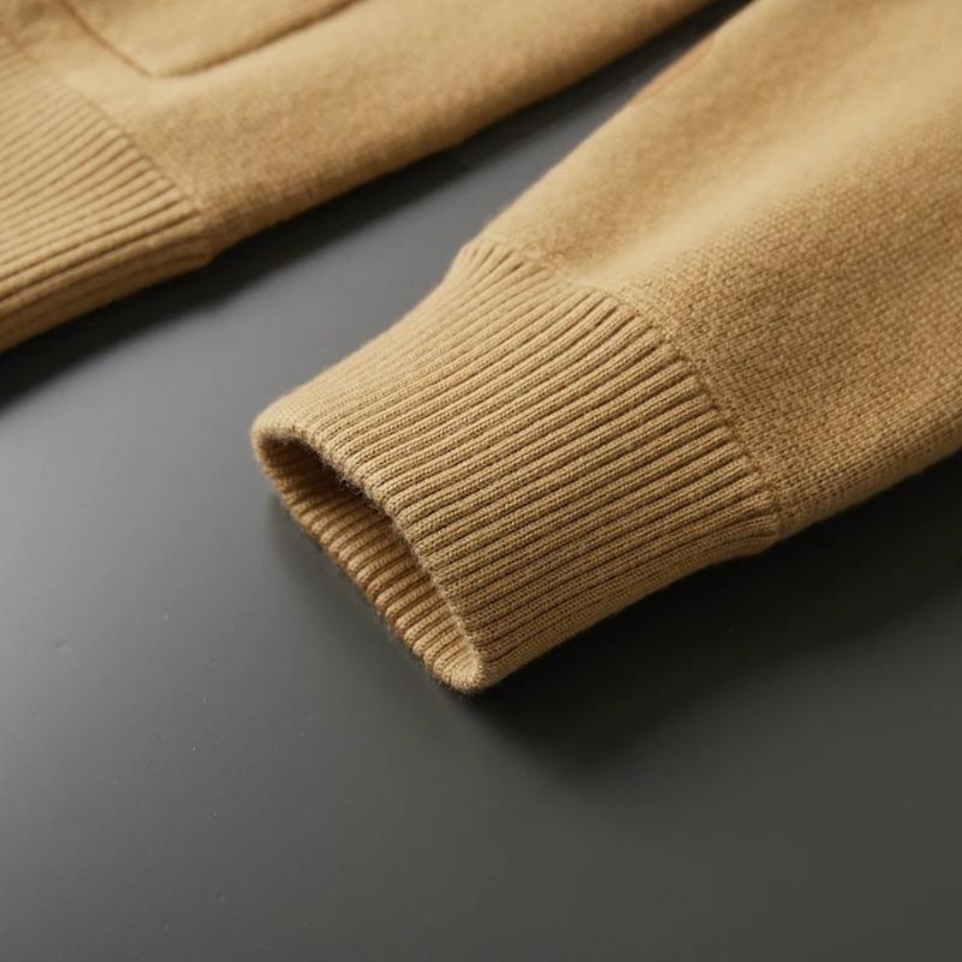 Men’s 100% Cashmere Knitted Cardigan with Turn-Down Collar