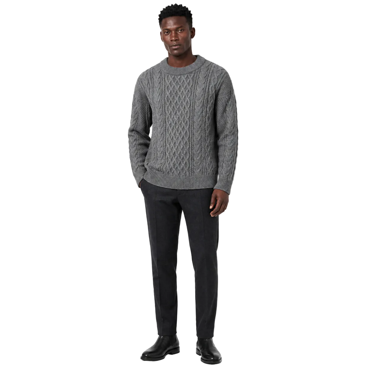 A classic jumper for cold days – Long-sleeved cable-knit jumper for men