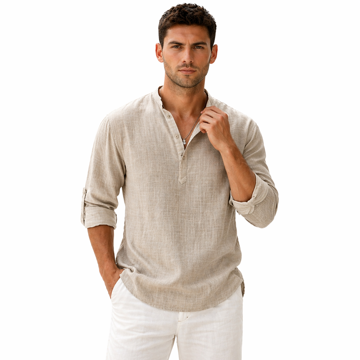 Lightweight linen shirt for summer and holidays – Breathable shirt for men