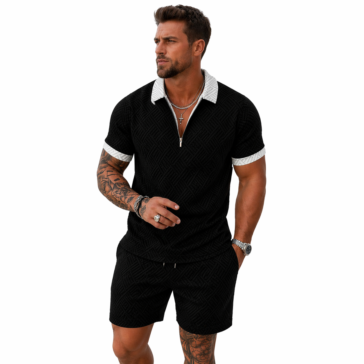 Lightweight summer and leisure set – Polo shirt and shorts set for men