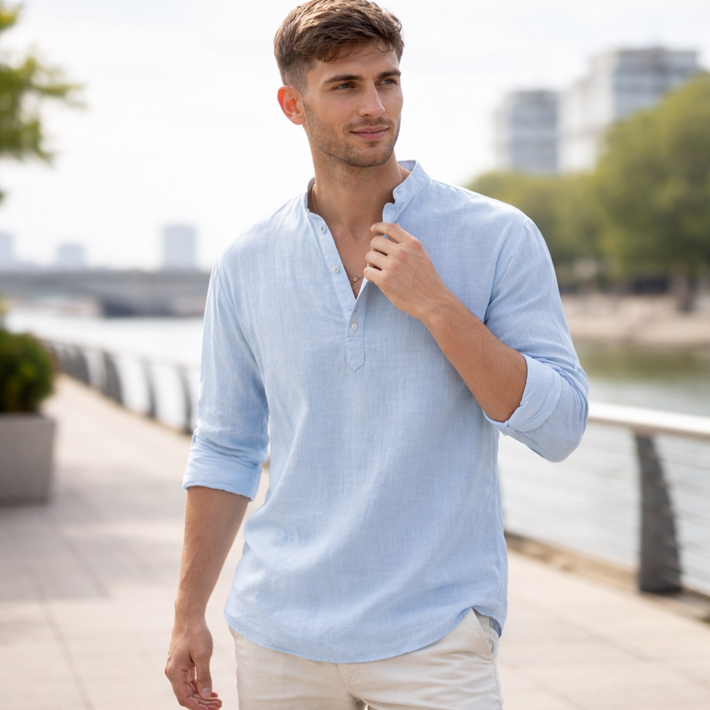 Lightweight Henley T-shirt for summer and leisure – Men’s T-shirt