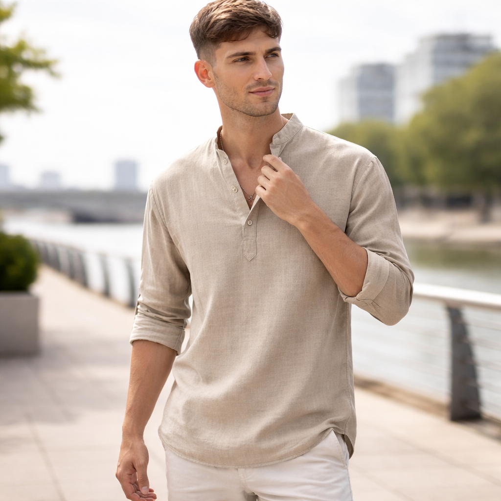 Lightweight Henley T-shirt for summer and leisure – Men’s T-shirt