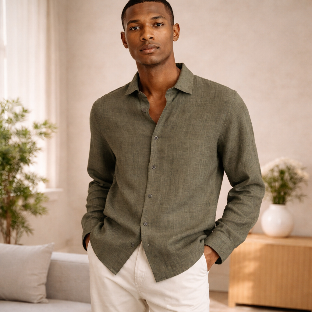 Lightweight long-sleeved shirt for summer and leisure – Breathable shirt for men