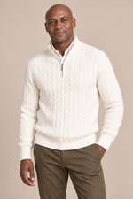 Men’s 100% Cashmere Cable-Knit Half-Zip Jumper