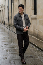 Men's Trucker Jacket with Button Front and Chest Pockets