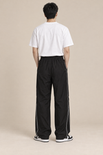 Men’s Wide-Leg Casual Trousers with Contrast Side Piping