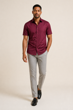 Men's Short Sleeve Button Up Shirt in Fitted Cut