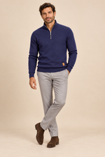 Men’s Fine Knit Half-Zip Jumper with Stand Collar