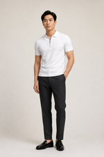 Men's Short Sleeve Zip Polo Shirt in Fitted Cut