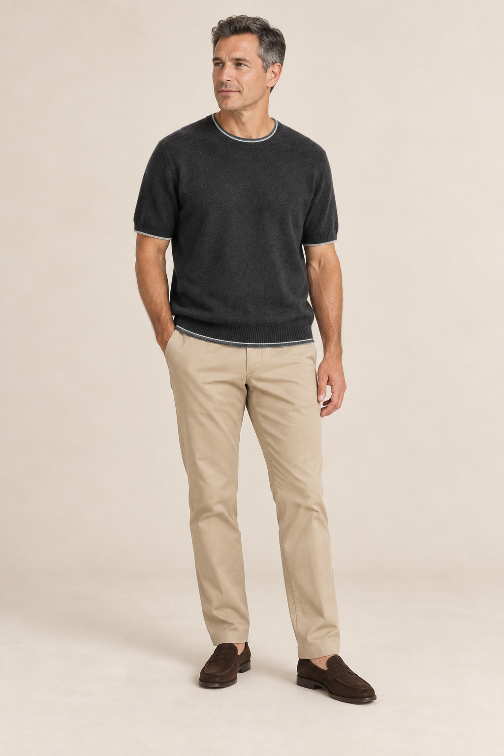Men’s 100% Pure Wool Short-Sleeve Crew-Neck Jumper