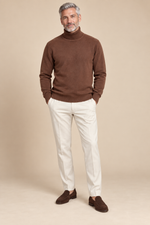 Men’s Fine Knit Roll-Neck Jumper with Long Sleeves