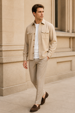 Men's Stretch Twill Overshirt with Chest Pockets