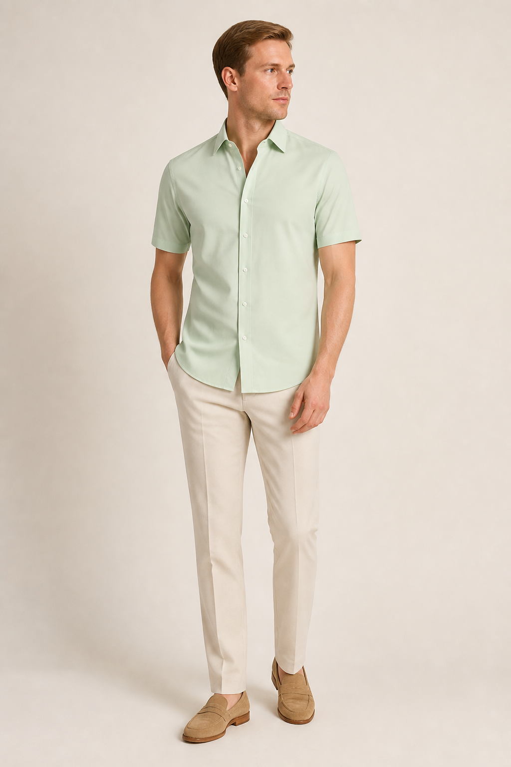 Men's Short Sleeve Button Up Shirt in Fitted Cut