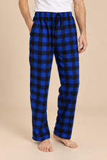 Men’s Plaid Fleece Pyjama Bottoms with Drawstring Waist