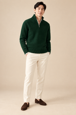 Men’s Half-Zip Knitted Jumper with Stand Collar