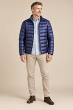 Men’s Lightweight Down Puffer Jacket with Stand Collar
