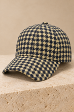 Men’s Houndstooth Check Baseball Cap with Curved Brim