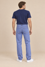 Men’s Pinstripe Stretch Denim Jeans with Slim Fit