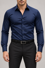 Men's Muscle Fit Long Sleeve Striped Shirt