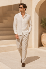 Men's Long Sleeve Shirt with Open Collar in Relaxed Fit