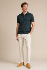Men's Waffle Knit Polo Shirt with Short Sleeves
