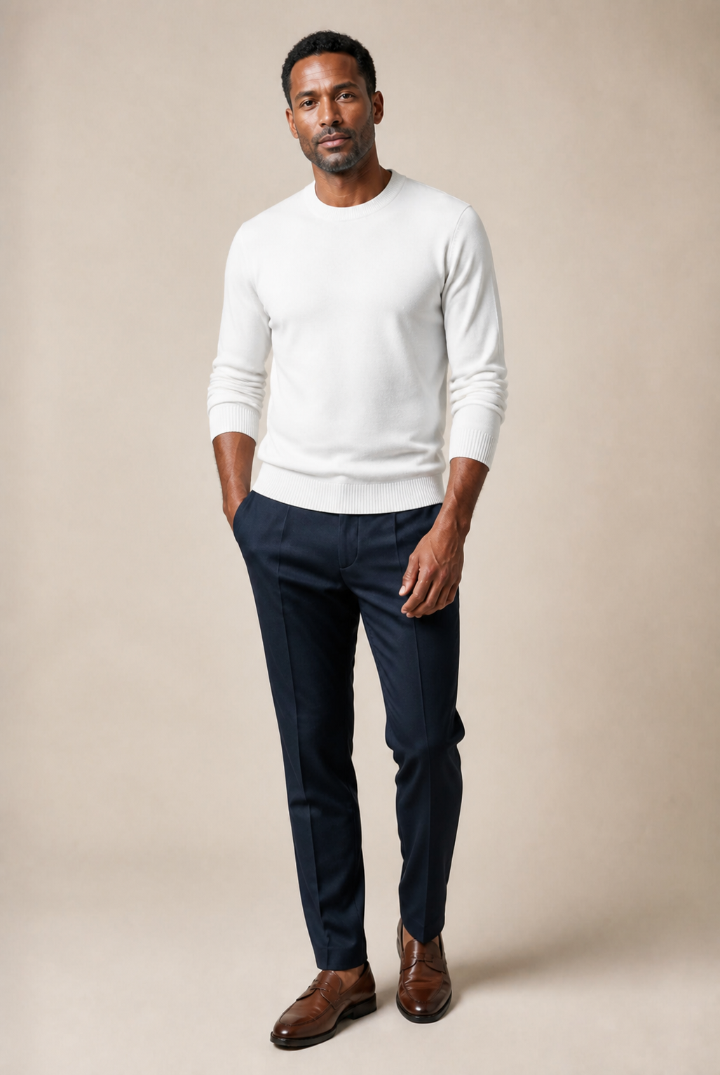 Men's Fine Knit Crew Neck Jumper in Regular Fit