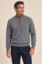 Men’s 100% Cashmere Half-Zip Jumper with Contrast Trim