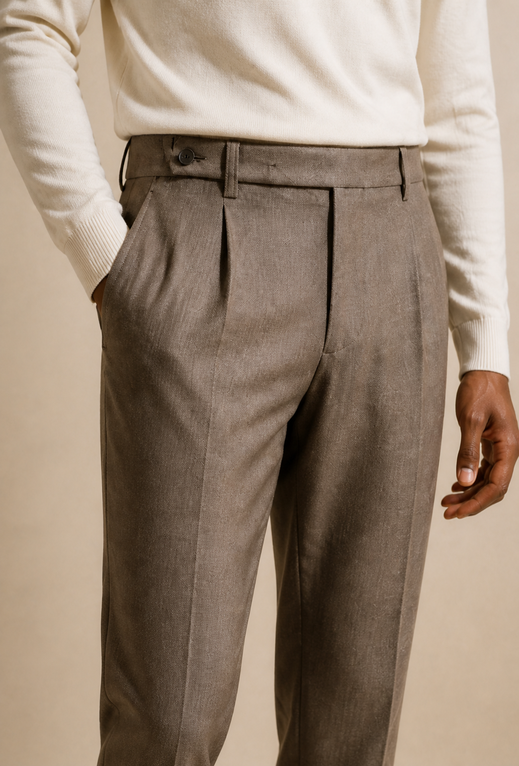 Men's Pleated Trousers with Side Adjusters