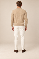 Men’s Fine Knit V-Neck Jumper with Ribbed Trims