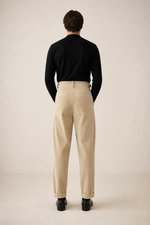 Men's Pleated Corduroy Trousers with High Waist