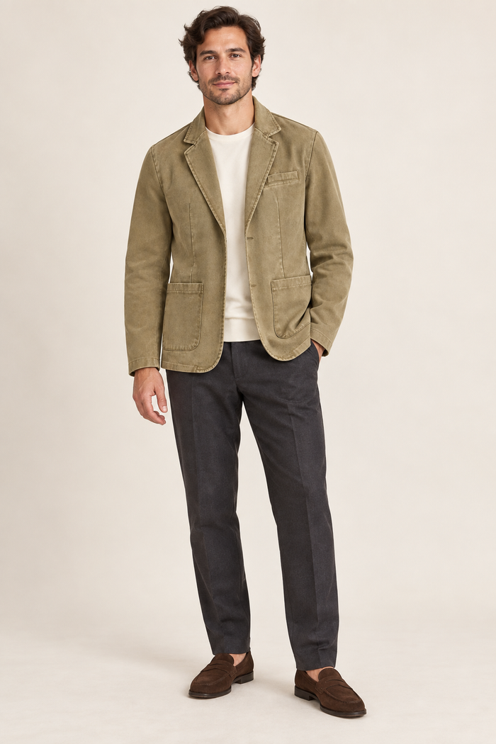 Men's Single-Breasted Blazer with Patch Pockets