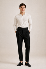 Men's Slim Fit Tailored Trousers with High Waist