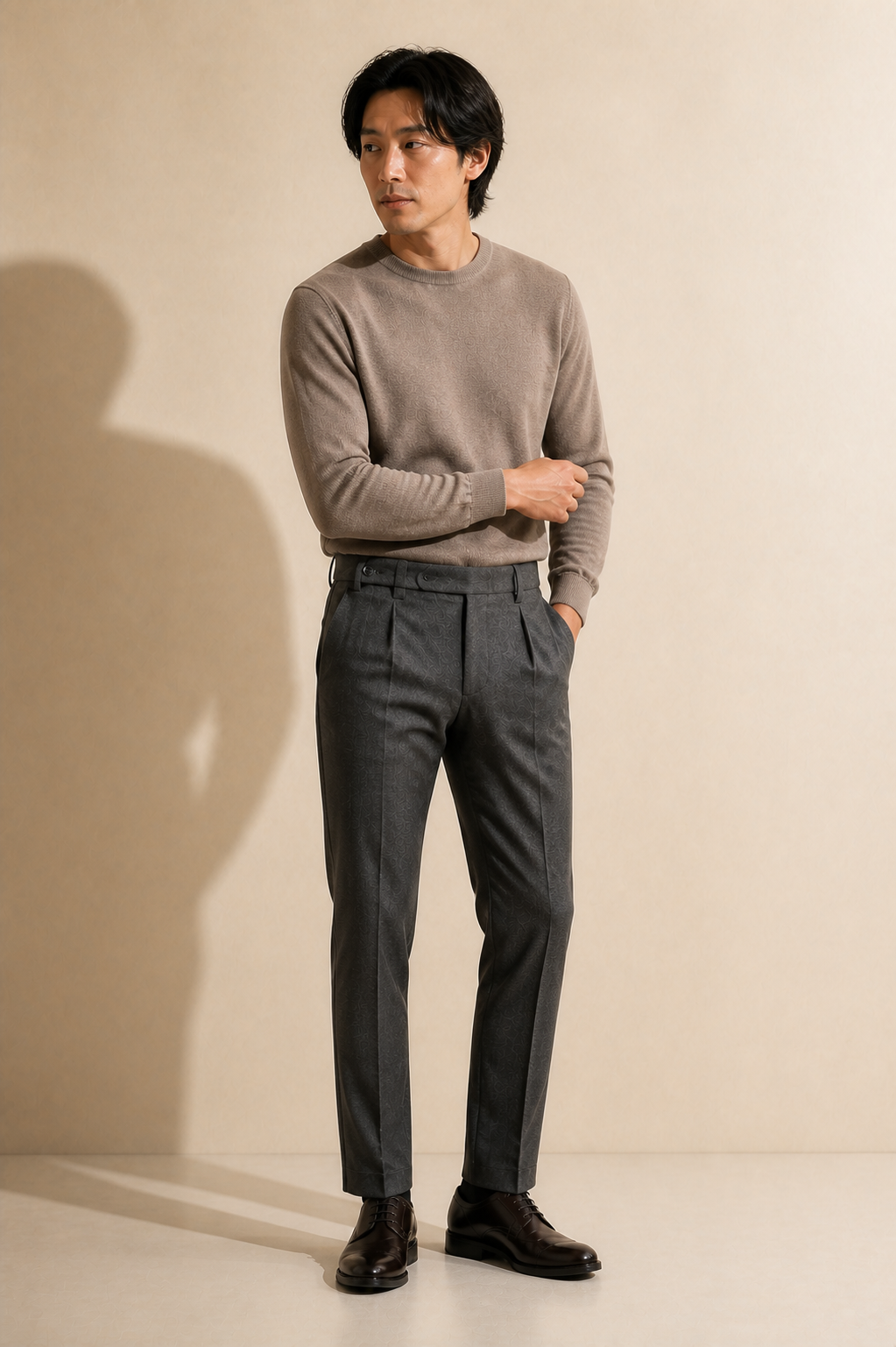 Men's Pleated Trousers with Side Adjusters