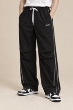 Men’s Wide-Leg Casual Trousers with Contrast Side Piping