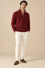 Men’s Half-Zip Knitted Jumper with Stand Collar