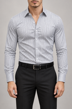 Men's Muscle Fit Long Sleeve Striped Shirt