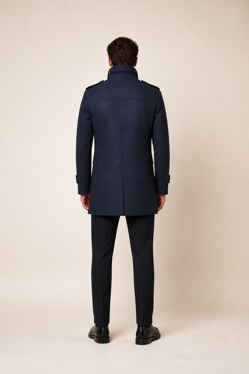 Men's Tailored Coat with Three Buttons and Inner Zip Panel