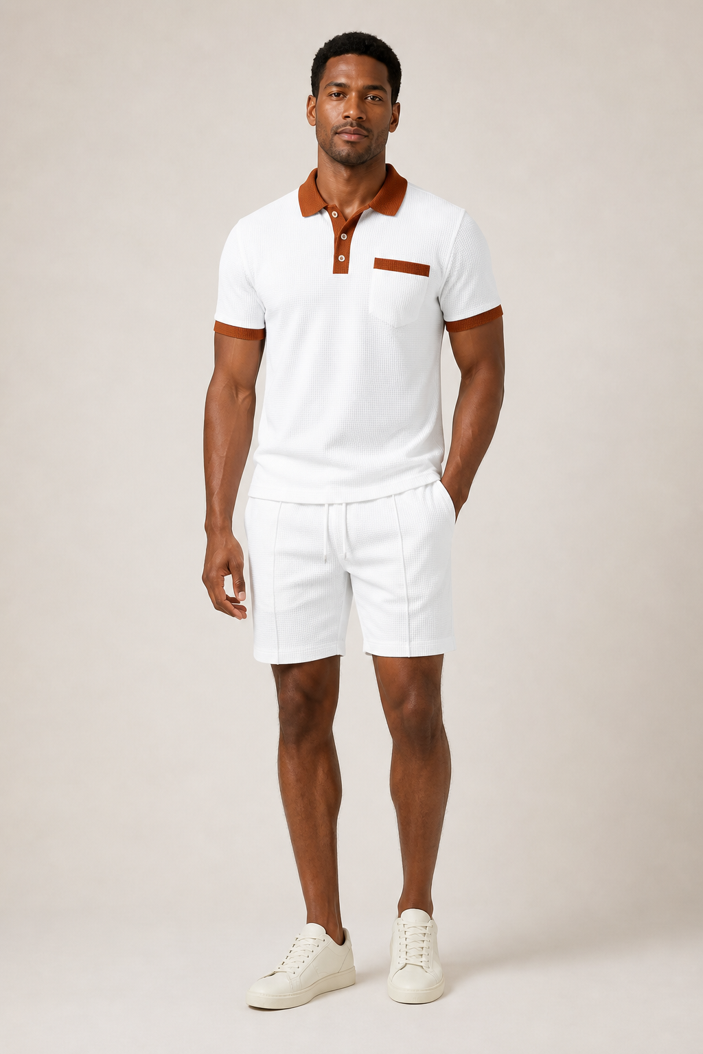 Men's Co-ord Set with Polo Shirt and Shorts